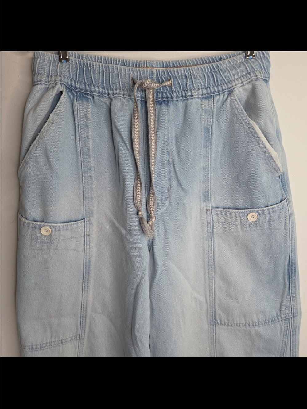 Free People We the Free Bright Eyed Low Slung Pull on Barrel Jeans Sz Medium - Picture 6 of 12